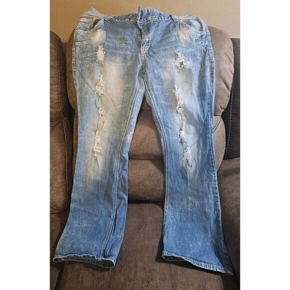 Ariya Denim - Ariya Jeans Womens 13/14 Bali Low Rise Bootcut Distressed Flex Denim Blue